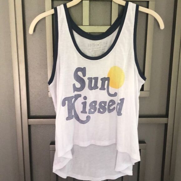 Sun kissed Fifth Sun Super soft tank top white navy size XS - Picture 1 of 3